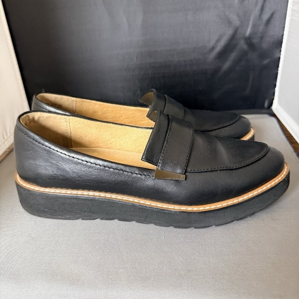 Naturalizer Adiline Loafers 8.5 Black Leather Chunky Platform Lug Sole Comfort - Picture 3 of 5